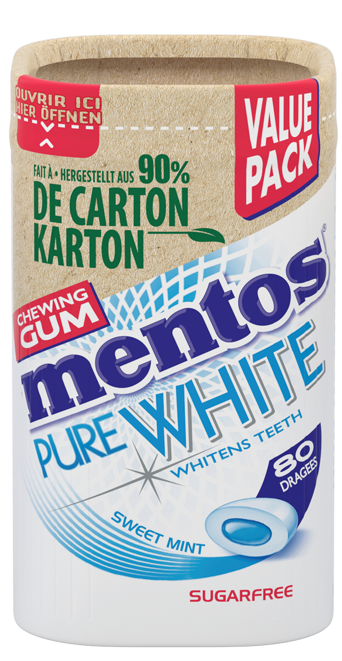 MENTOS GUM PURE WHITE SWEETMINT BOÎTE FAIT A CARTON