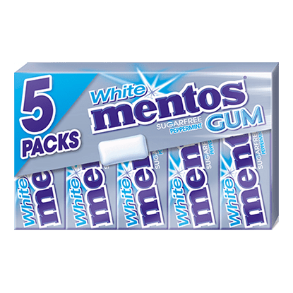 Mentos Gum White Peppermint 5-pak