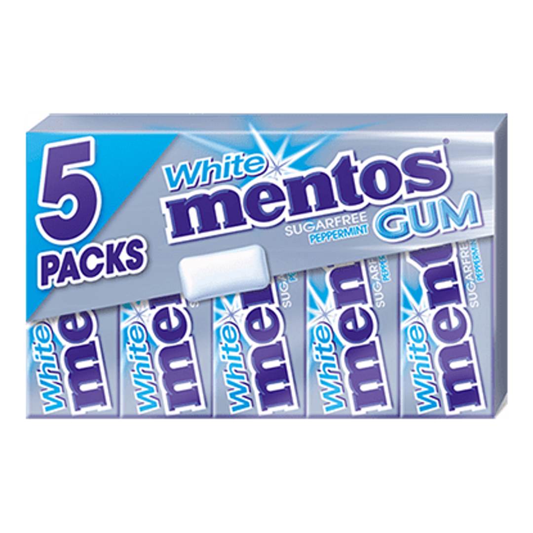 Mentos Gum White Peppermint 5-pak
