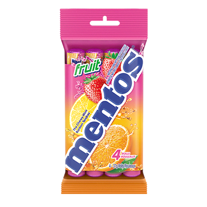 Mentos Chewy Mints Fruit, 14 Pieces (Pack of 4)