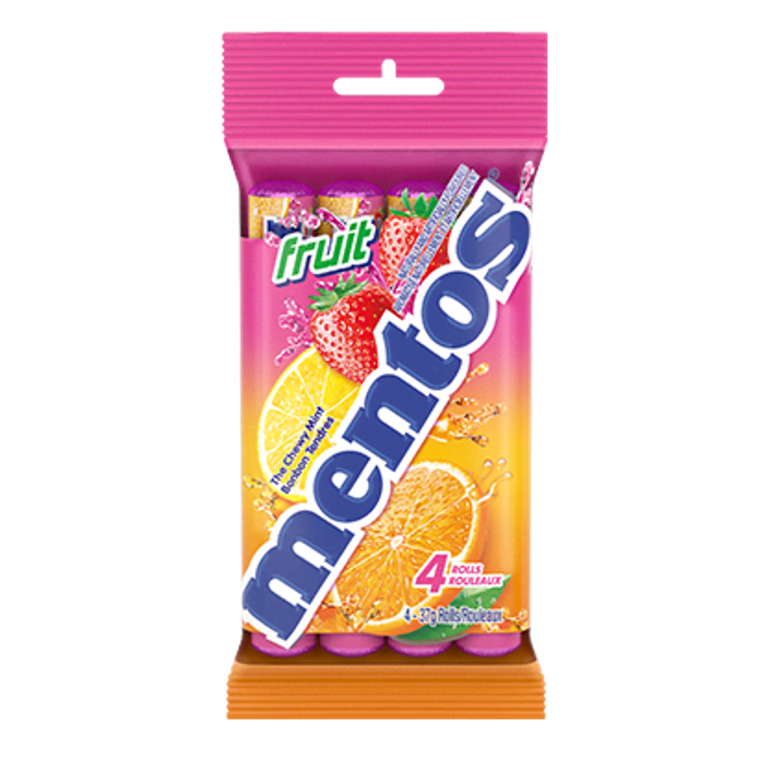 Mentos Chewy Mints Fruit, 14 Pieces (Pack of 4)