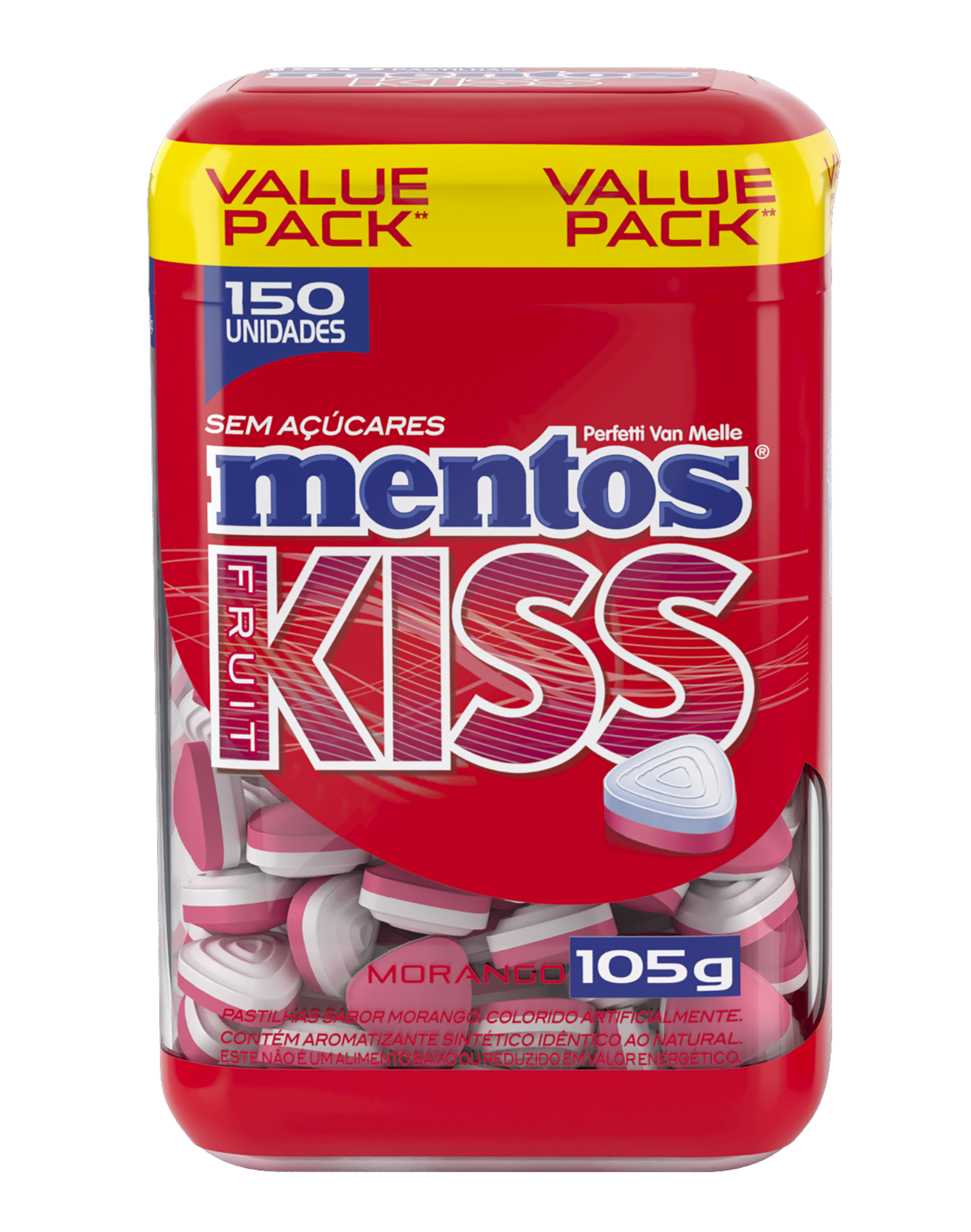 Mentos Kiss Morango Embalagem Econômica 