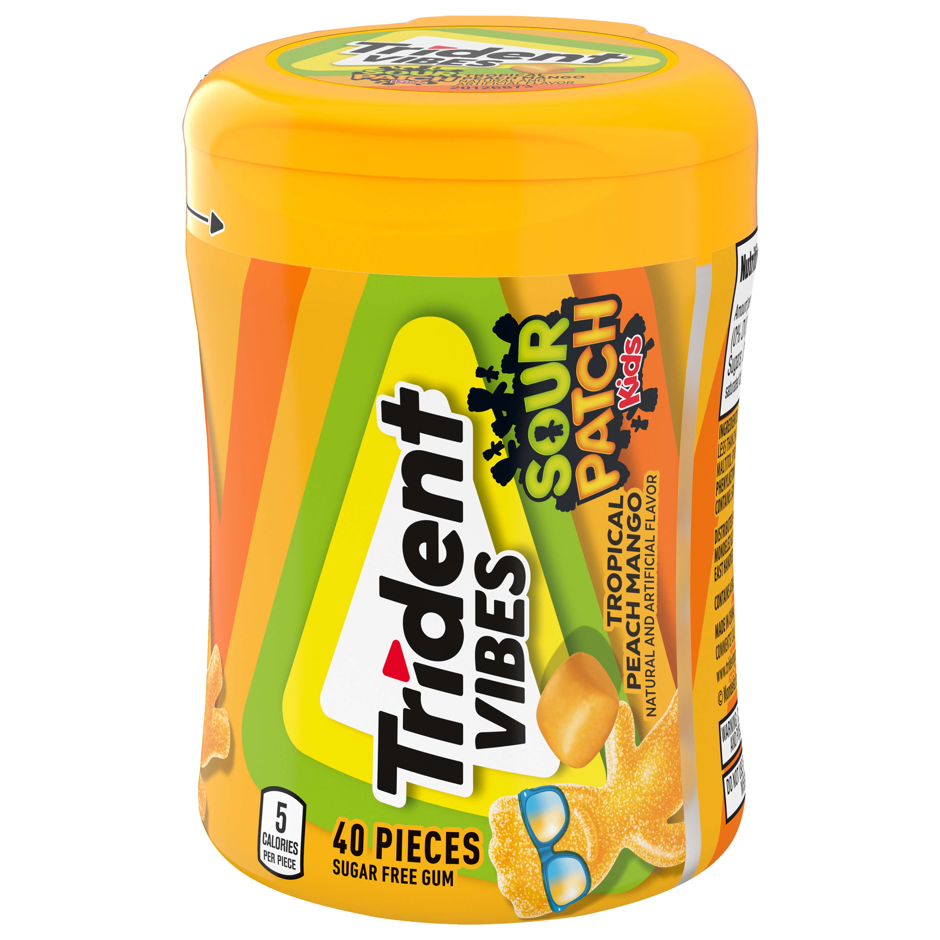 Trident Vibes Sour Patch Kids Tropical Peach Mango (40 pieces)
