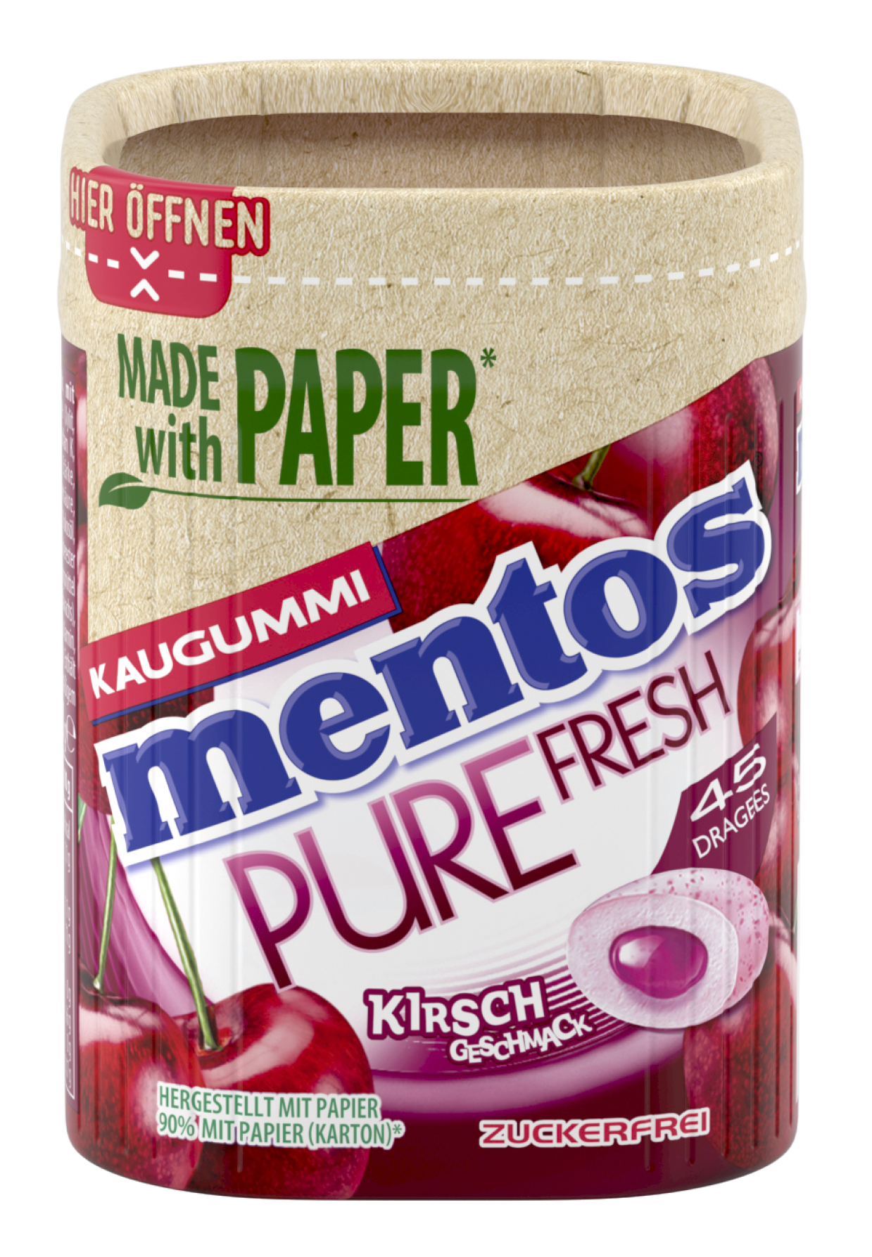 Mentos Kaugummi Pure Fresh Papierdose Kirsche