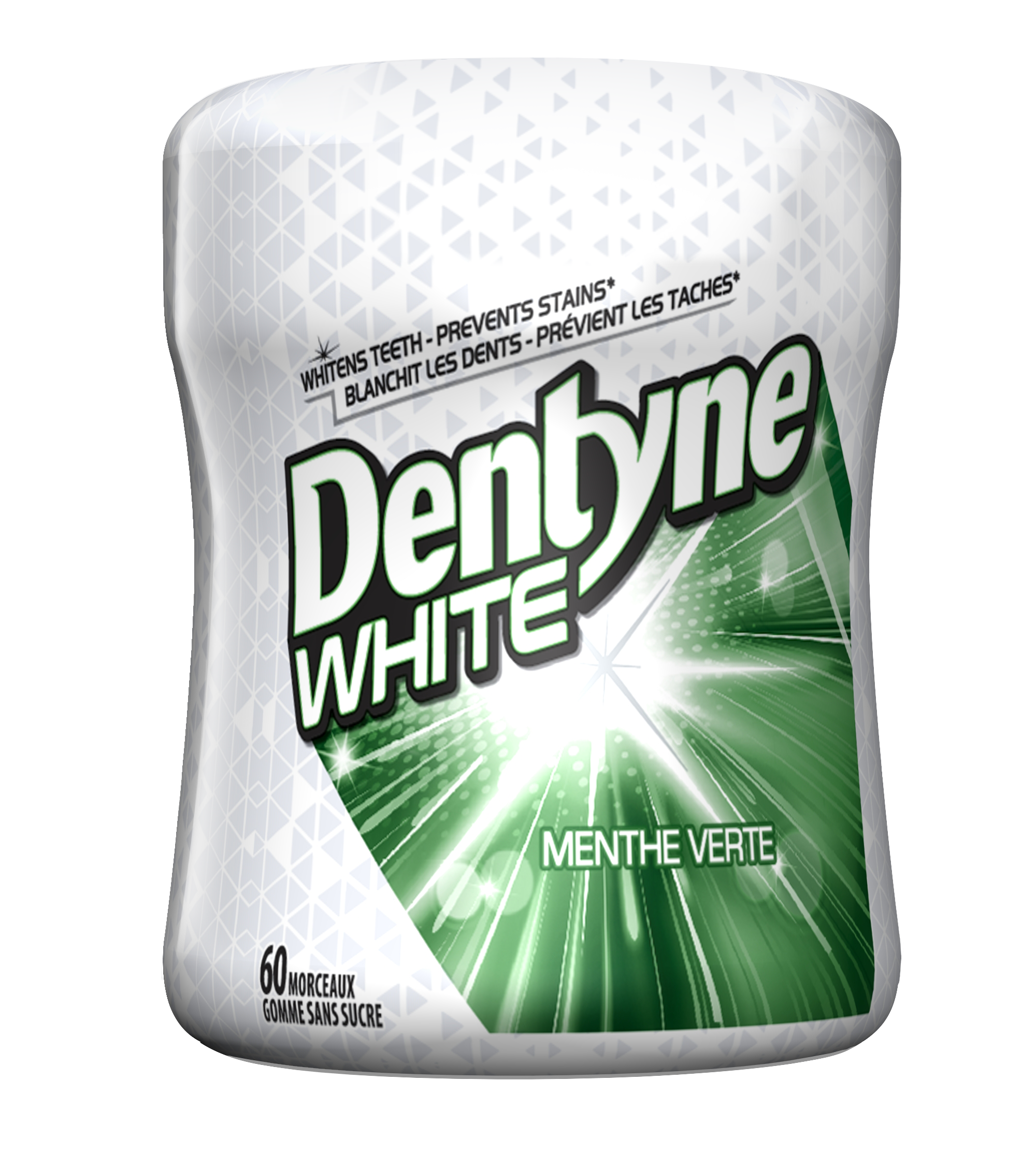 Gomme sans sucre Dentyne White Menthe verte, bouteille, 60 Morceaux