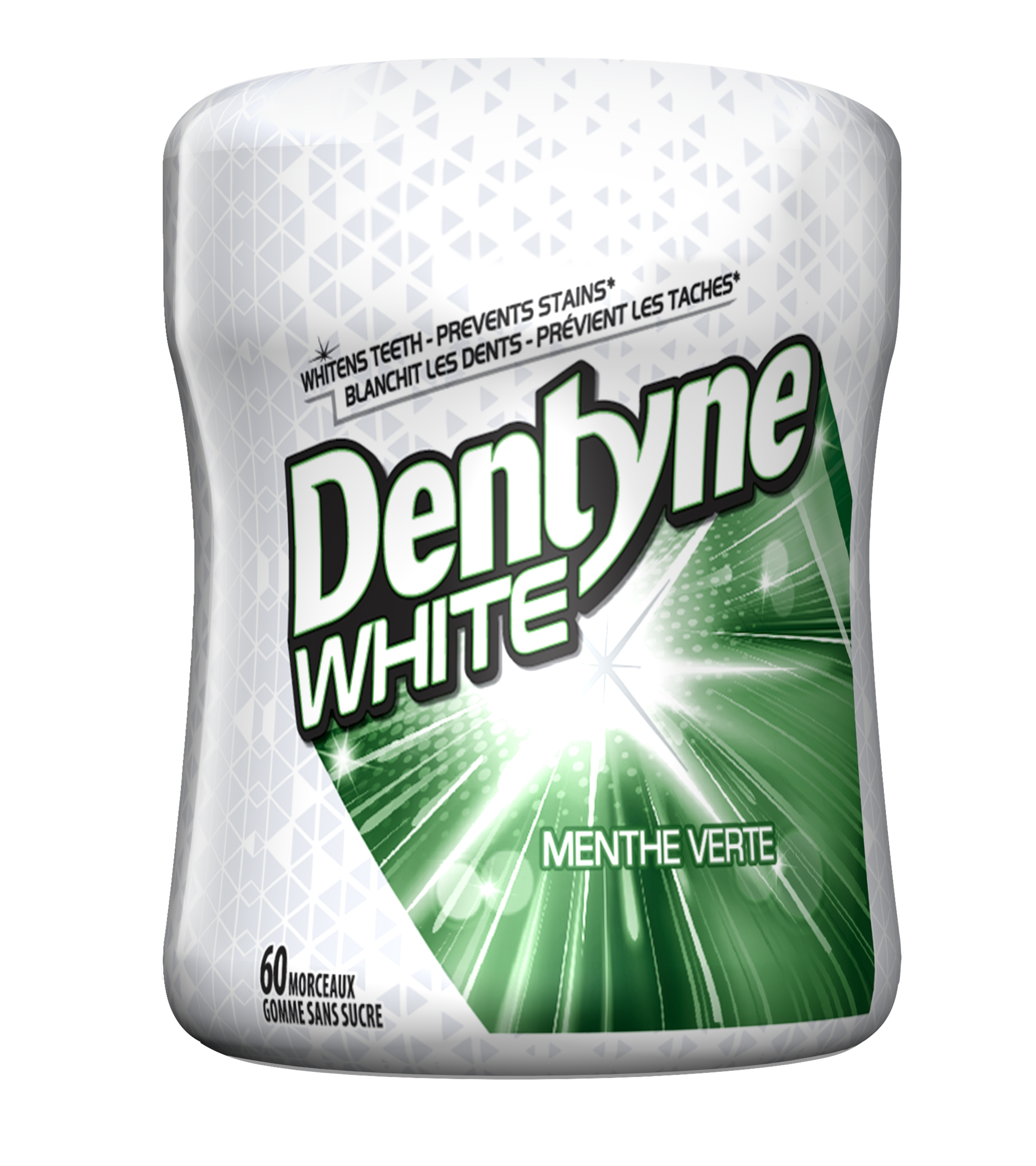 Gomme sans sucre Dentyne White Menthe verte, bouteille, 60 Morceaux