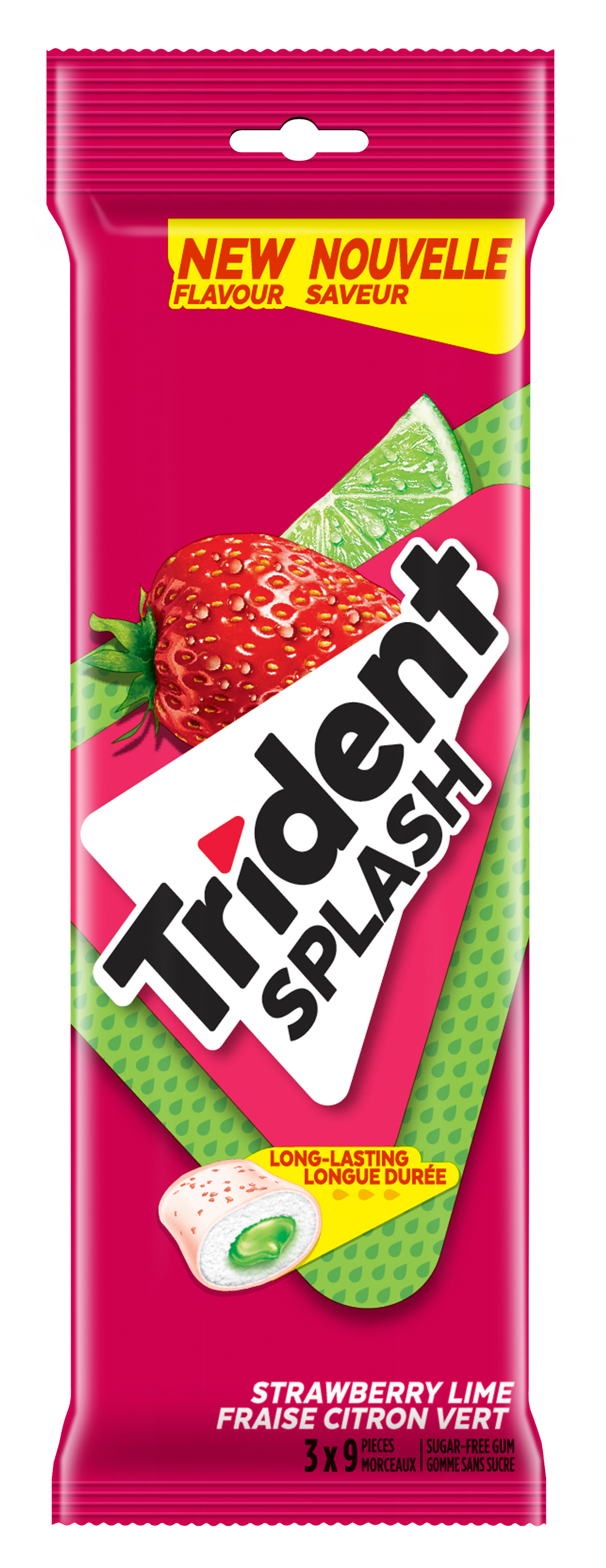 Trident Splash Strawberry Lime Multipack, 9 Pieces (Pack of 3)
