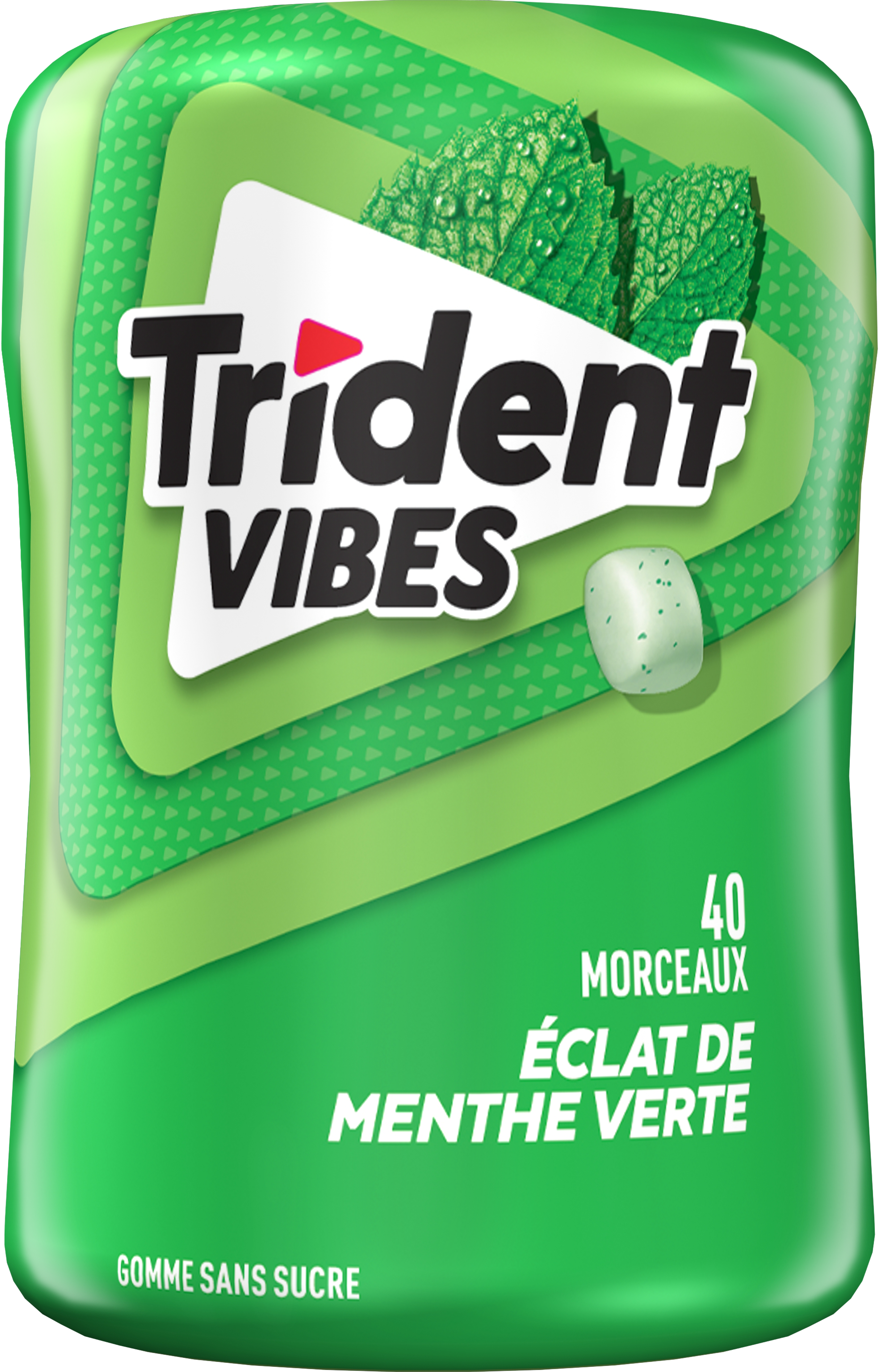 Trident Vibes Éclat de Menthe Verte Bouteille, 40 Morceaux