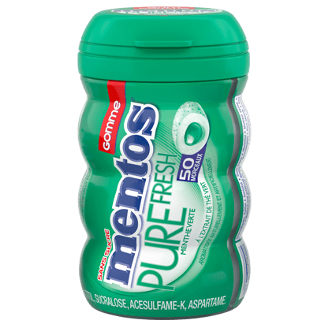 Mentos Pure Fresh Menthe Verte Bouteille, 50 Morceaux