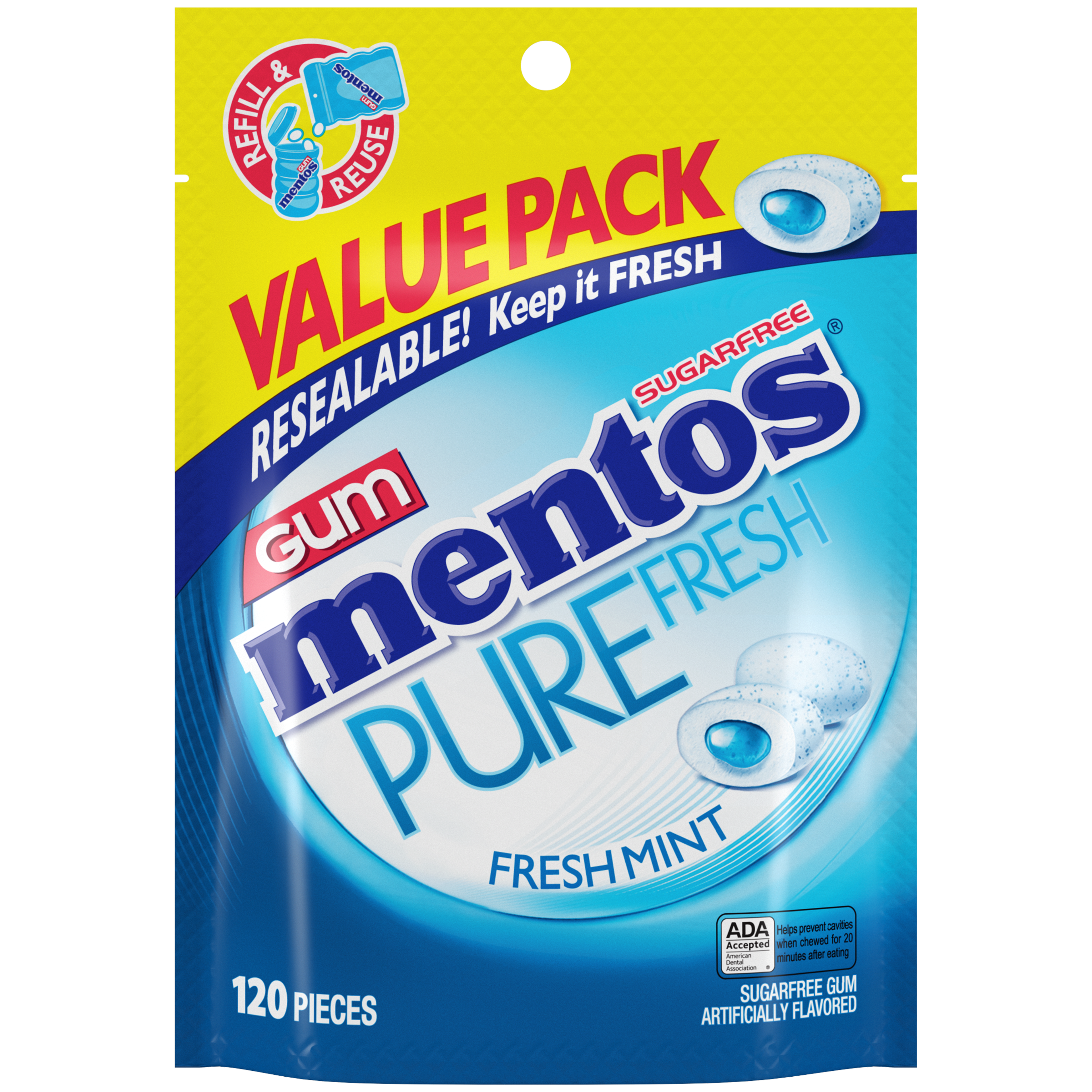 Mentos Pure Fresh Gum Fresh Mint - 120pc