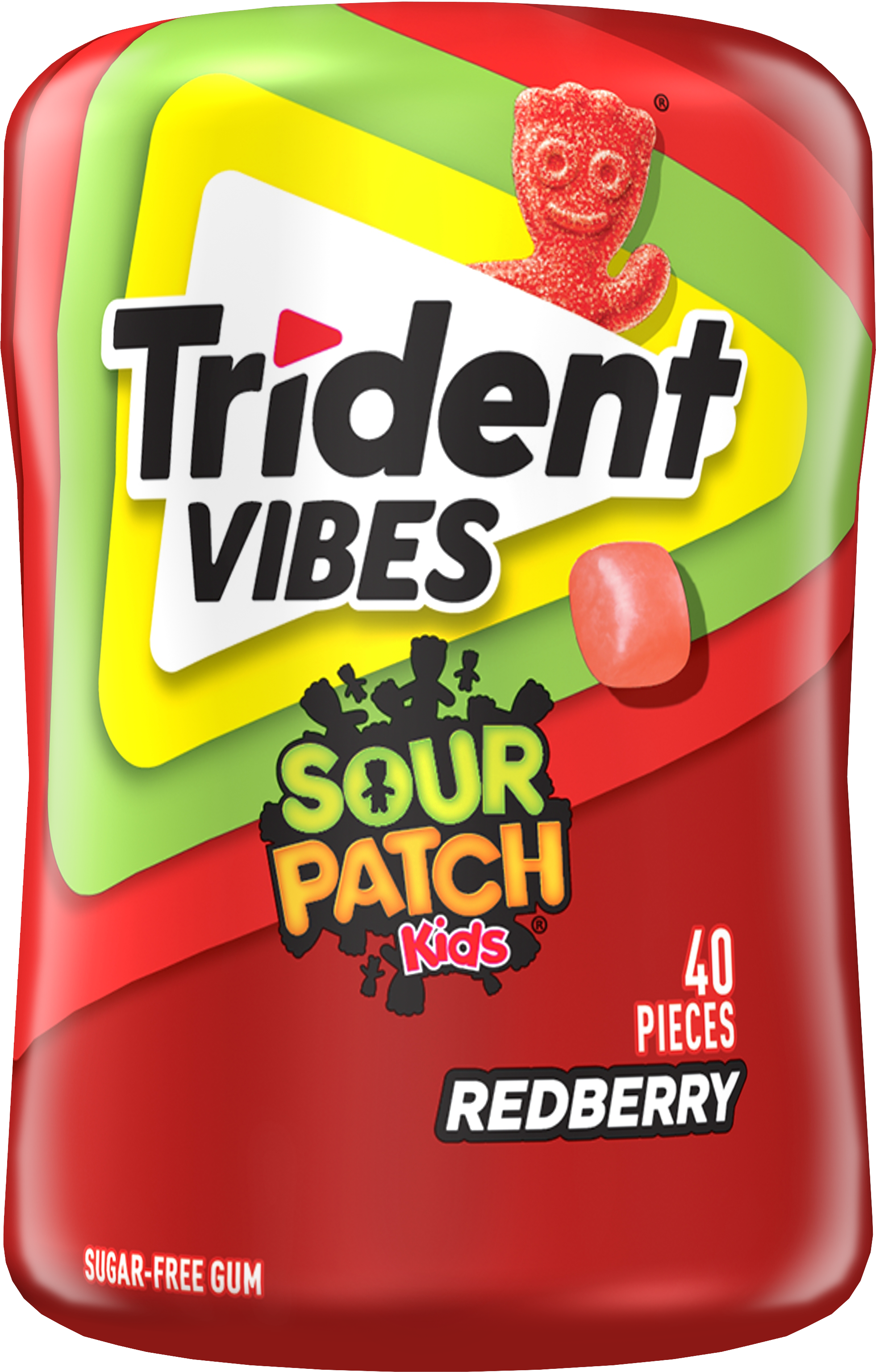 Trident Vibes Sour Patch Kids RedBerry Bottle, 40 Pieces