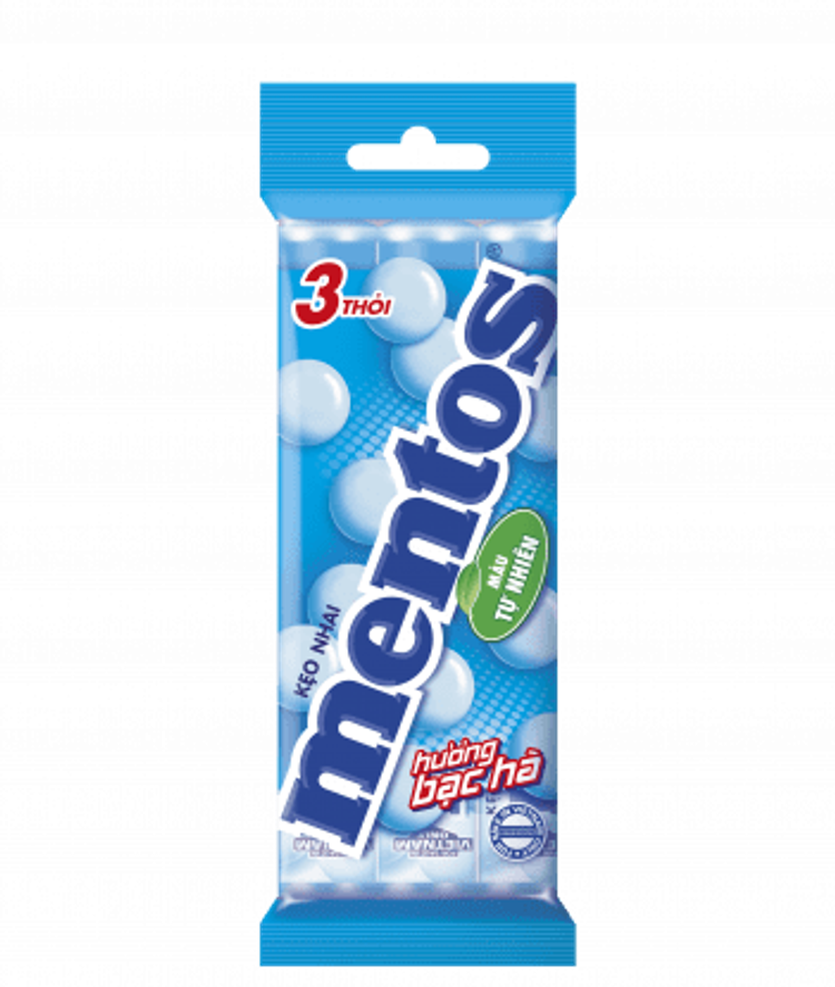 Kẹo Nhai Mentos Hương Bạc Hà gói 3 thỏi