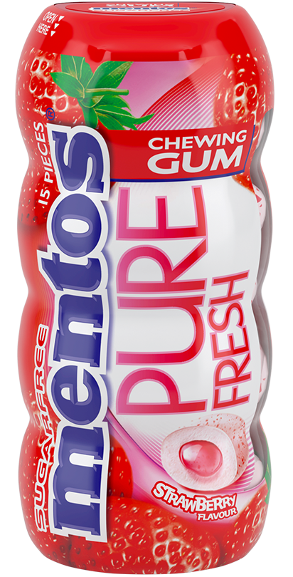 Mentos Pure Fresh cu aromă  de căpșuni 