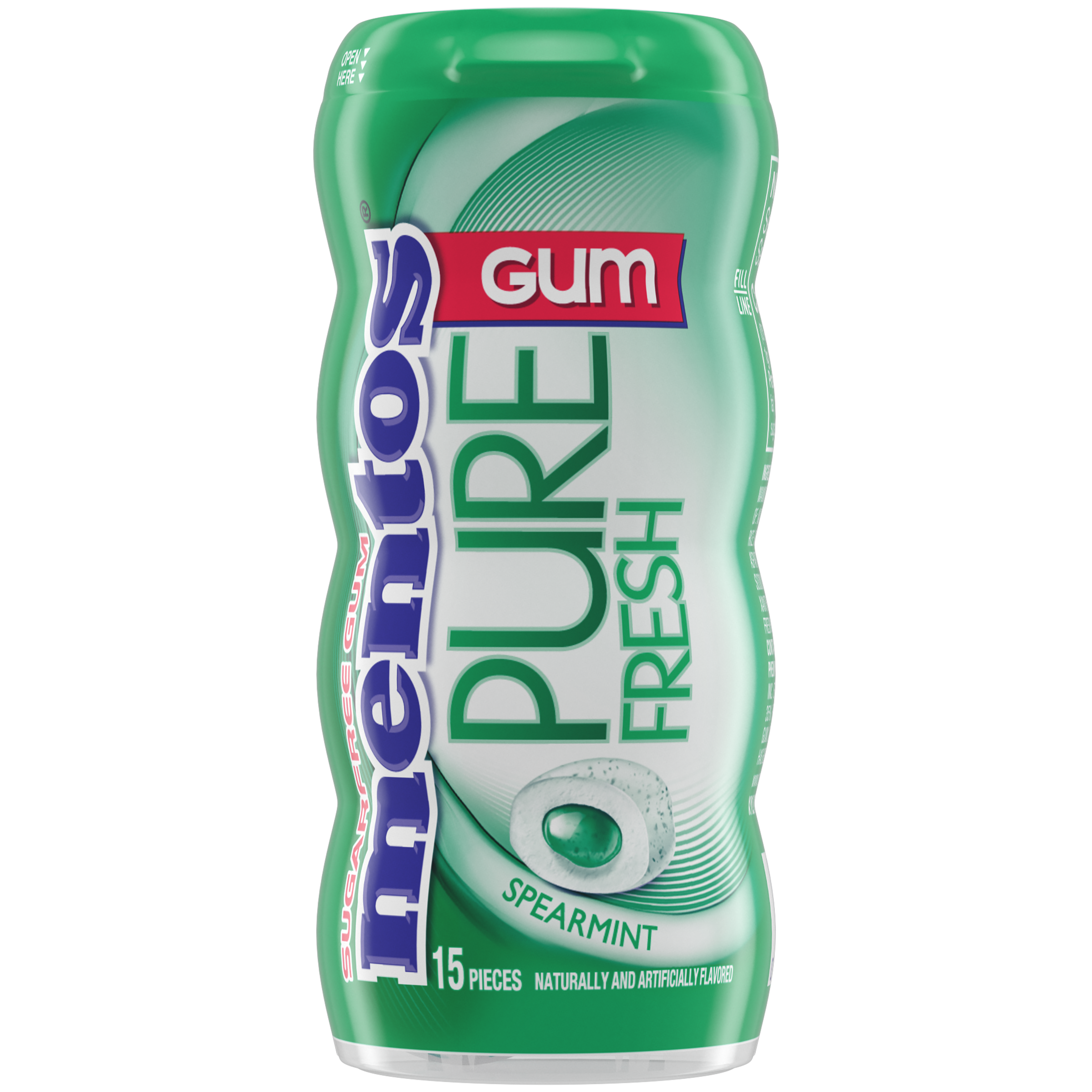 Mentos Pure Fresh Gum Spearmint - 15pc Pocket Bottle