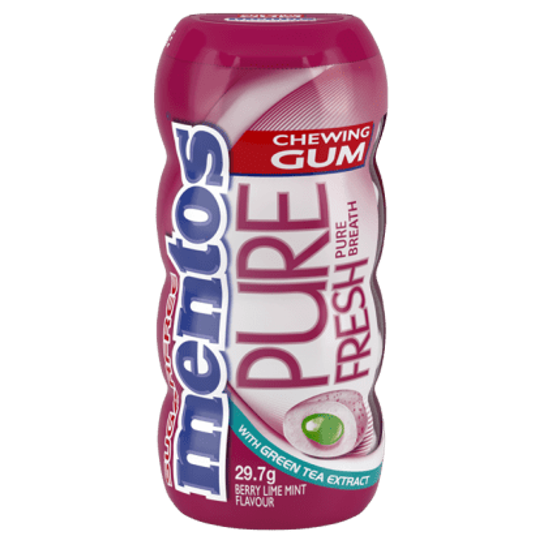 Mentos Pure Fresh Gum Berry Lime Mint Pocket Bottle
