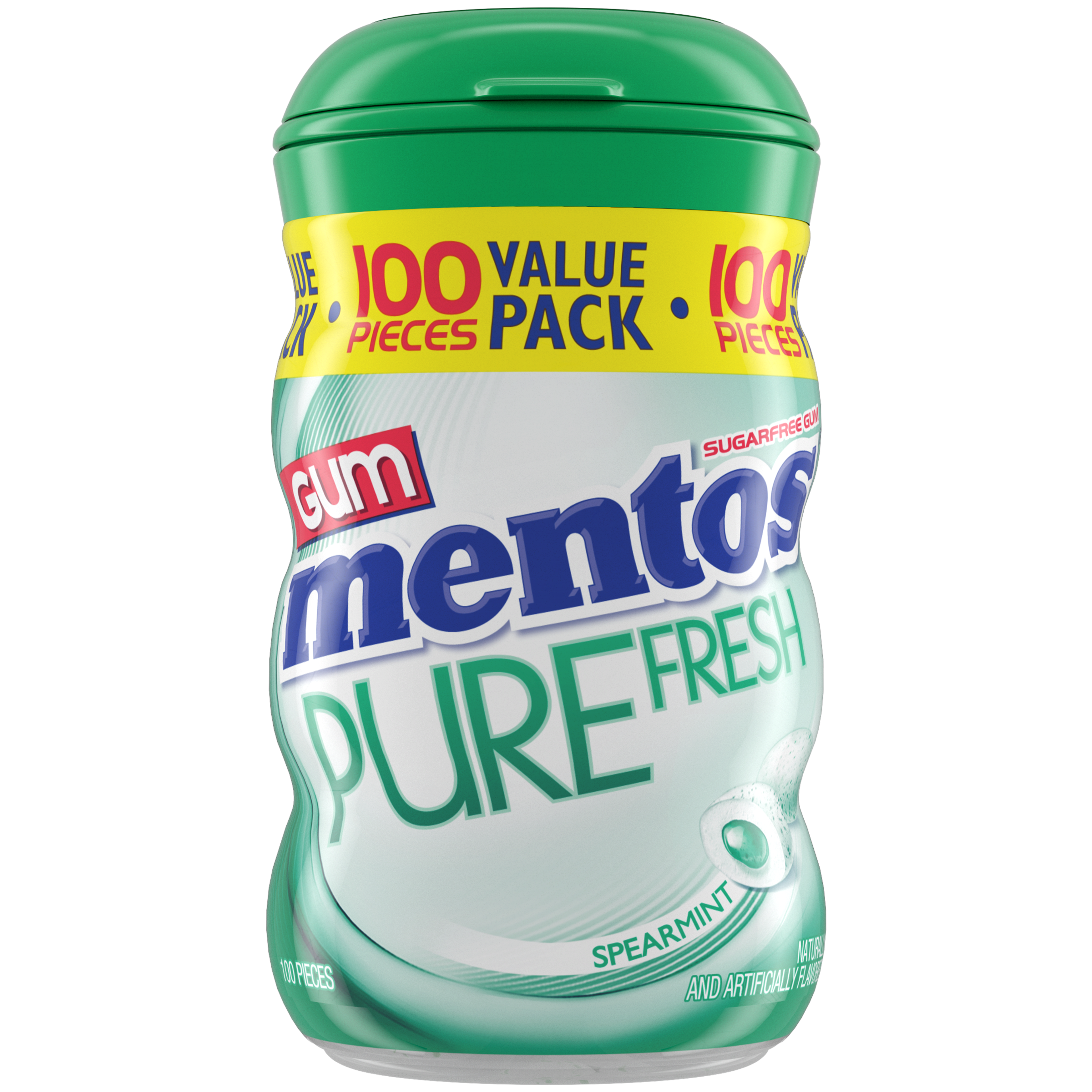 Mentos Pure Fresh Gum Spearmint - 100pc XL Curvy Bottle