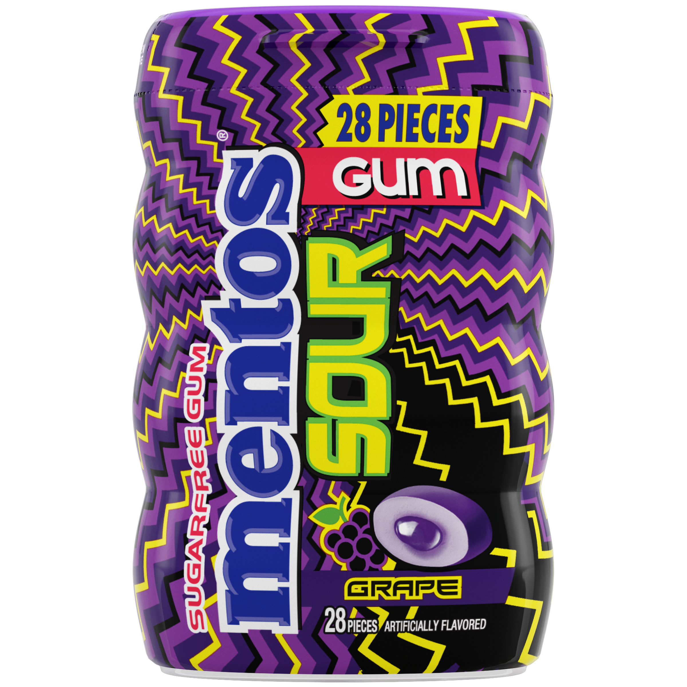 Mentos Sour Grape Gum - 28pc Bottle