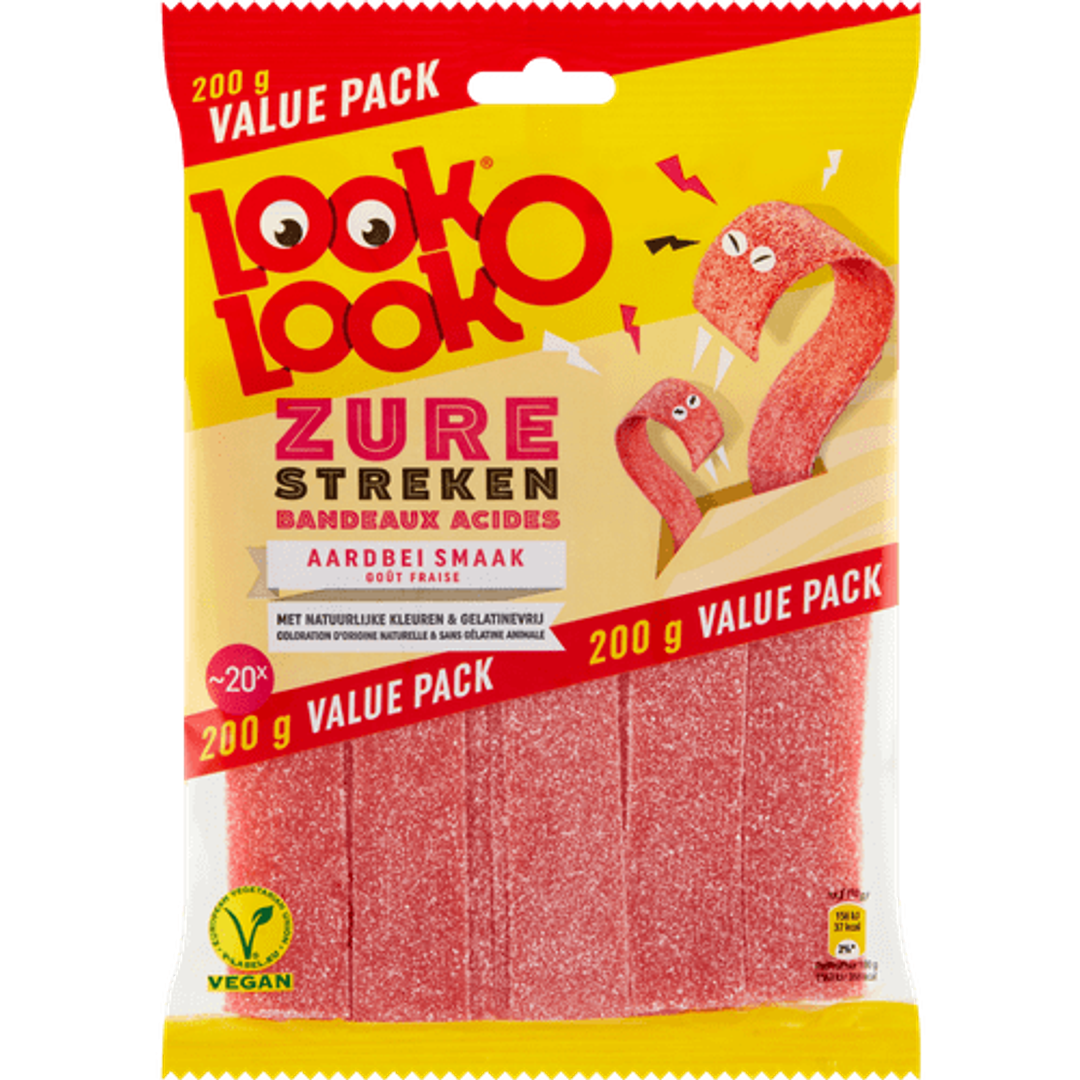 LOOK-O-LOOK ZURE STREKEN AARDBEISMAAK