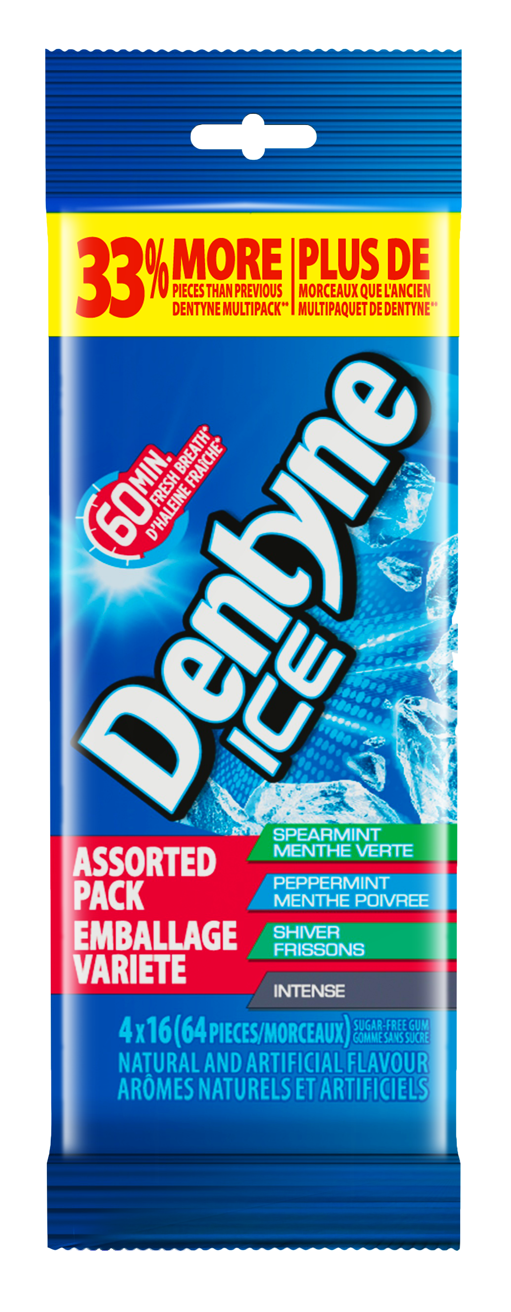 Dentyne Ice Paquet Assorti, 16 Morceaux (Paquet de 4)