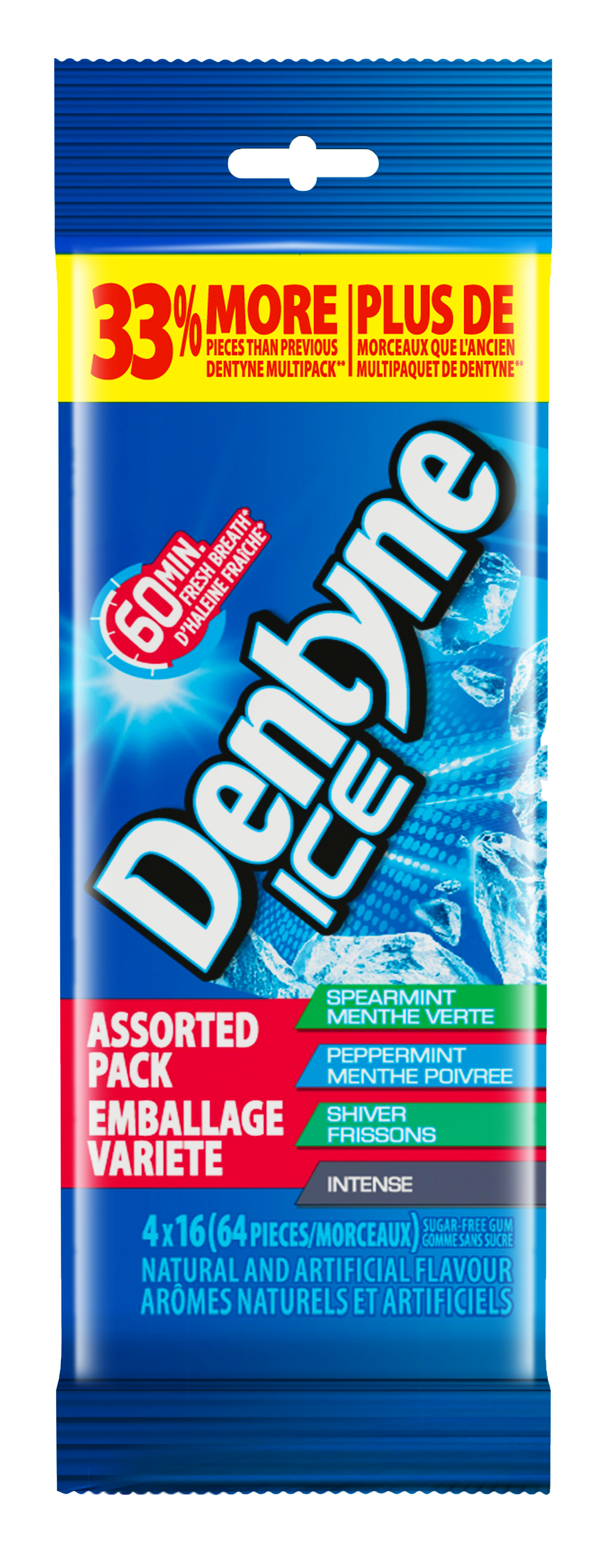 Dentyne Ice Paquet Assorti, 16 Morceaux (Paquet de 4)