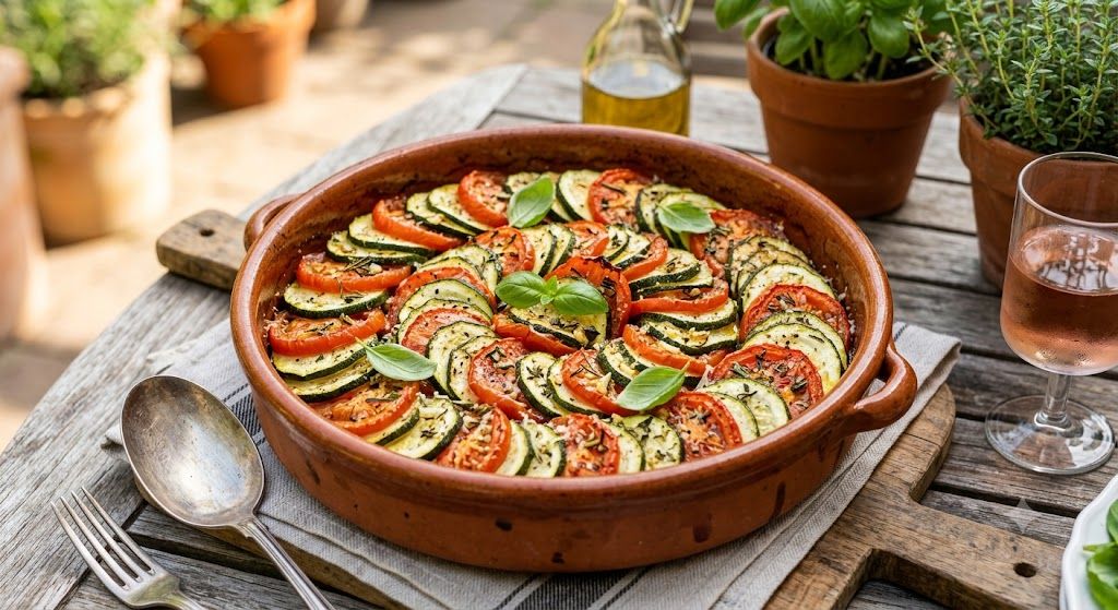 Een zomerse klassieker: Tian d'été, ovenschotel met courgette en tomaat, het ultieme gerecht voor bij de barbecue!