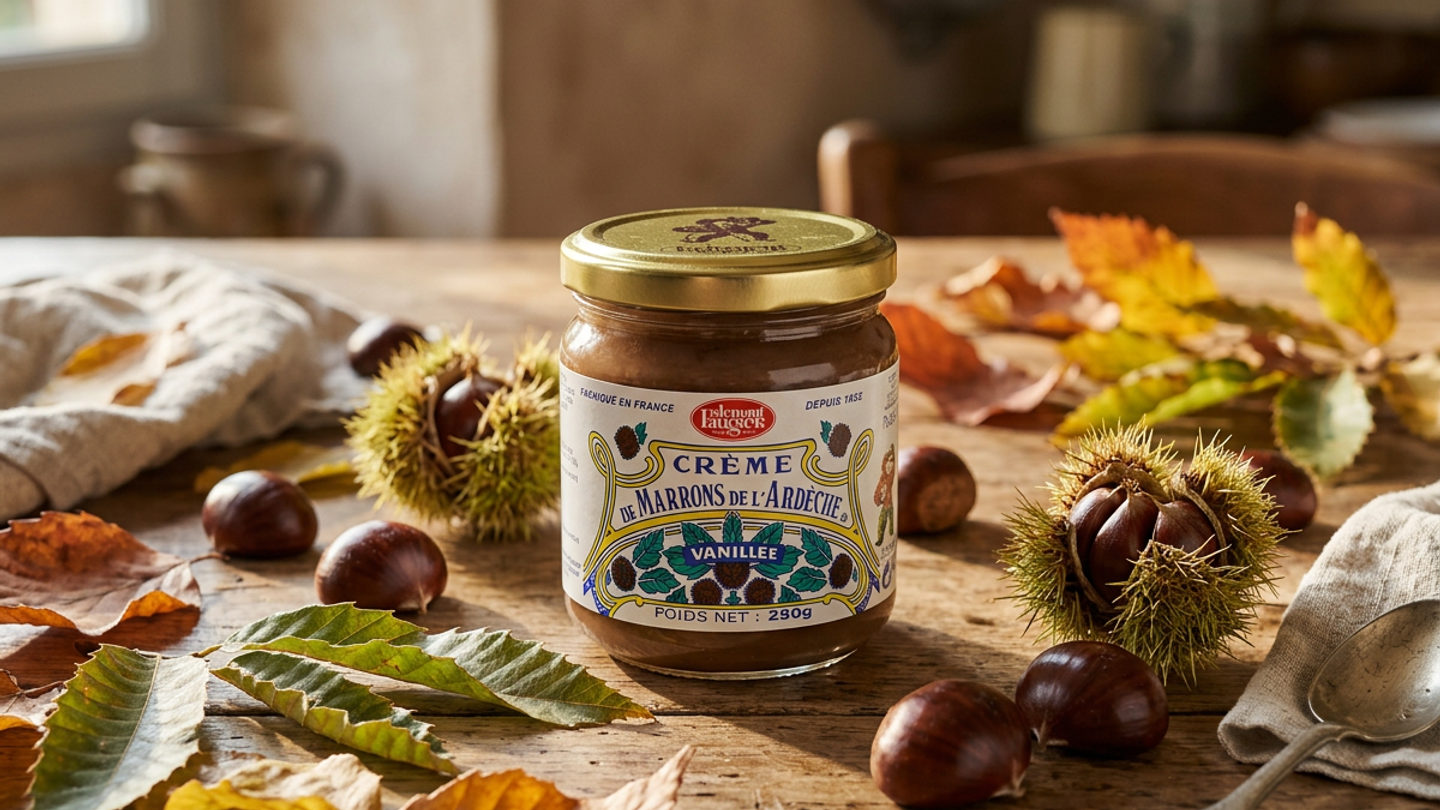 Kastanjecrème met vanille van Clément Faugier op een herfst-tafel