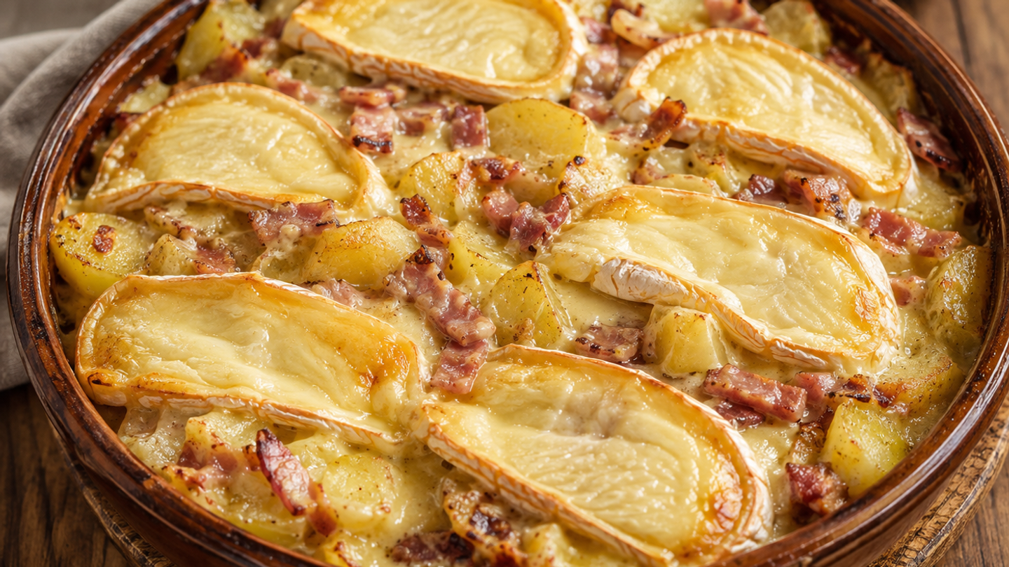 tartiflette de savoie met Reblochon kaas, spek en ui, Frans gerecht