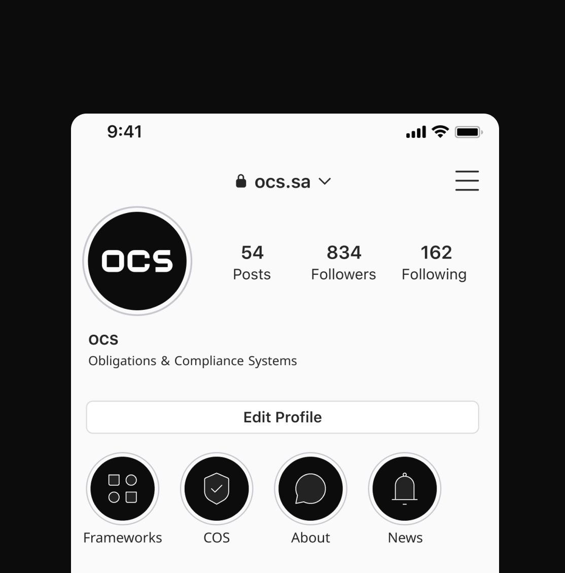 حساب OCS على إنستغرام في شاشة هاتف