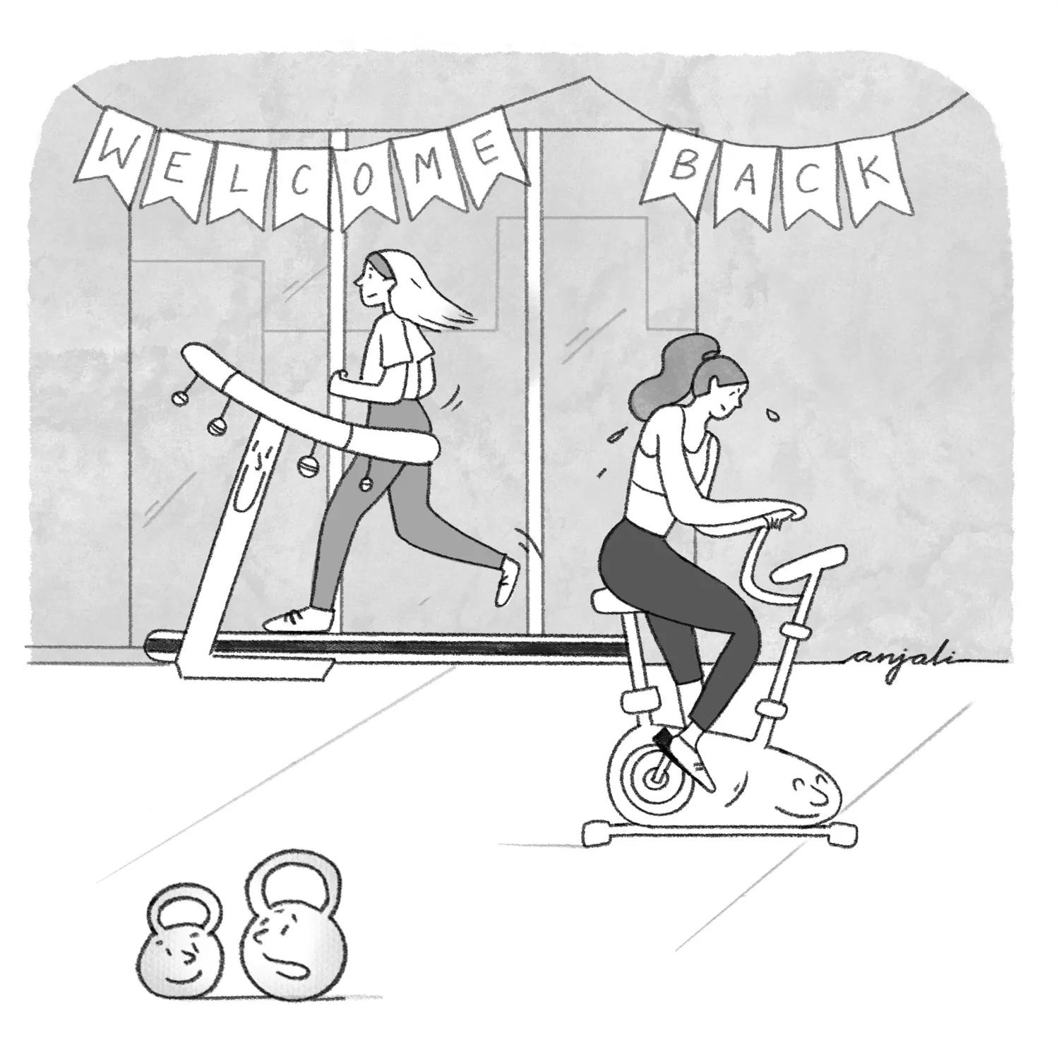 A cartoon poking fun at New Year's resolutions