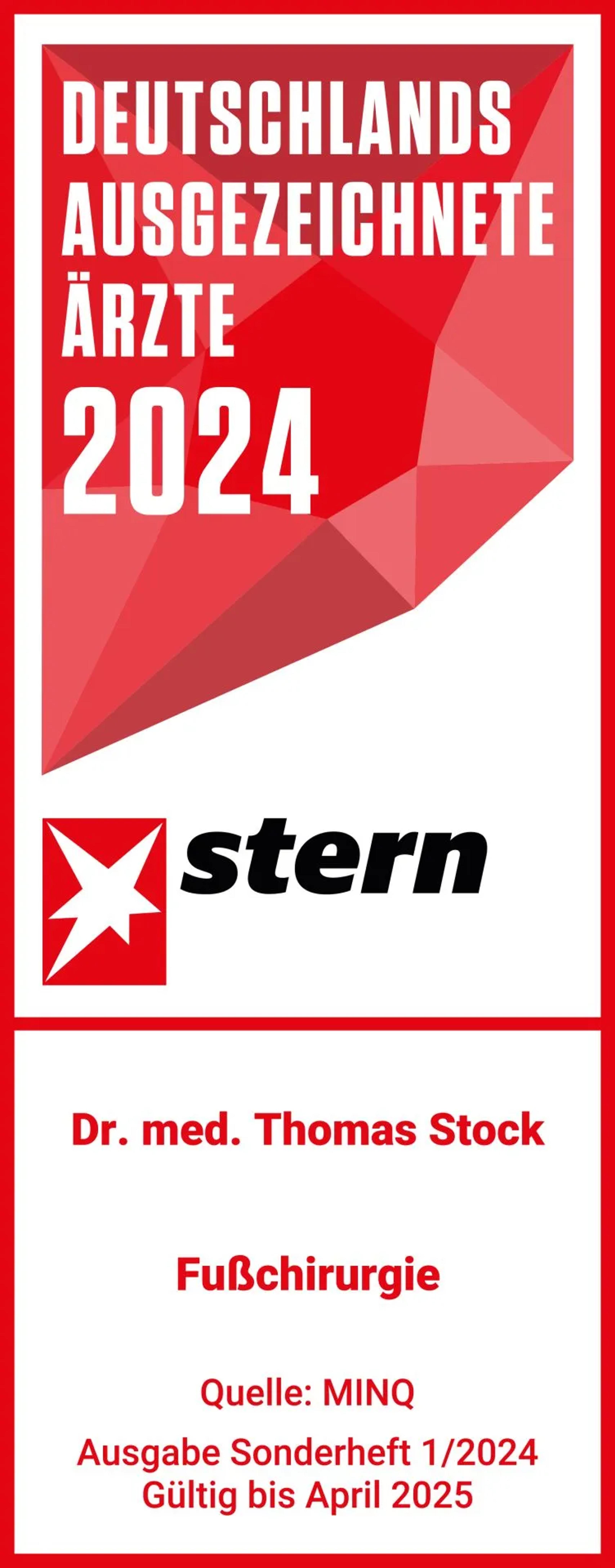 2024 Stern Deutschlands Ausgezeichnete Ärzte - Fußchirurgie