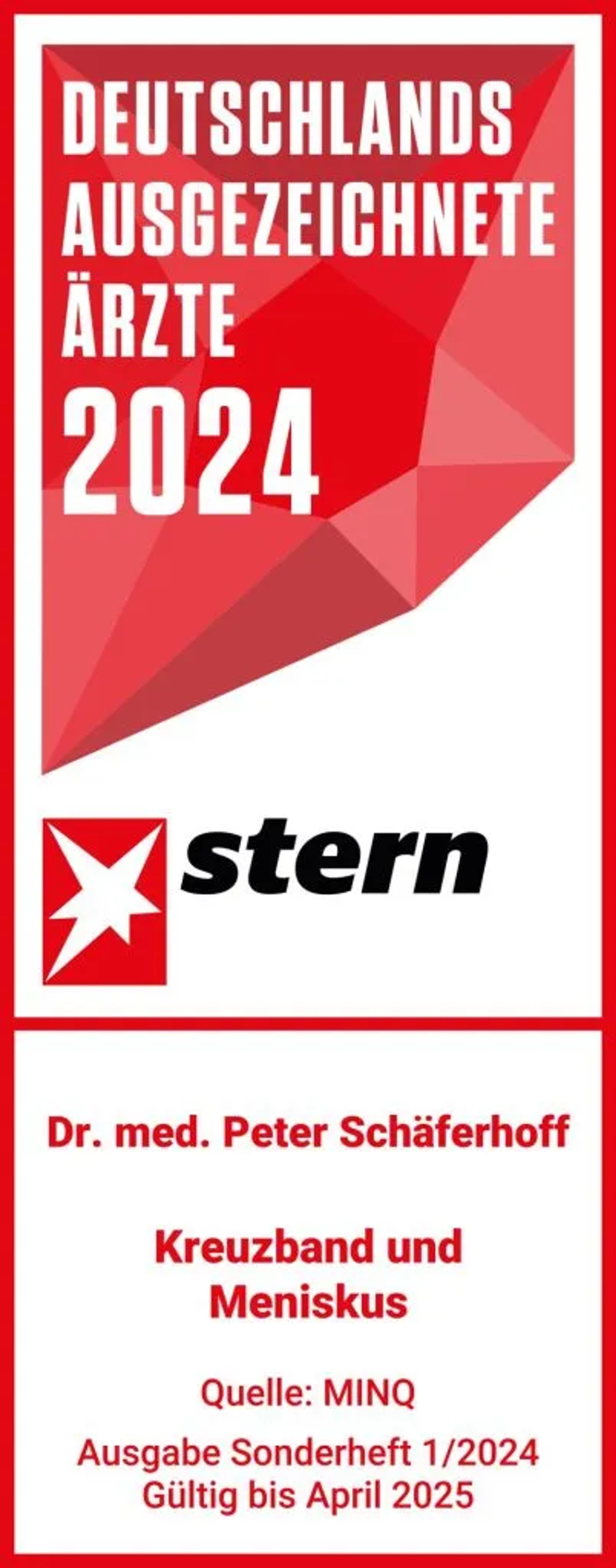 2024 Stern Top-Mediziner - Kreuzband/Meniskus