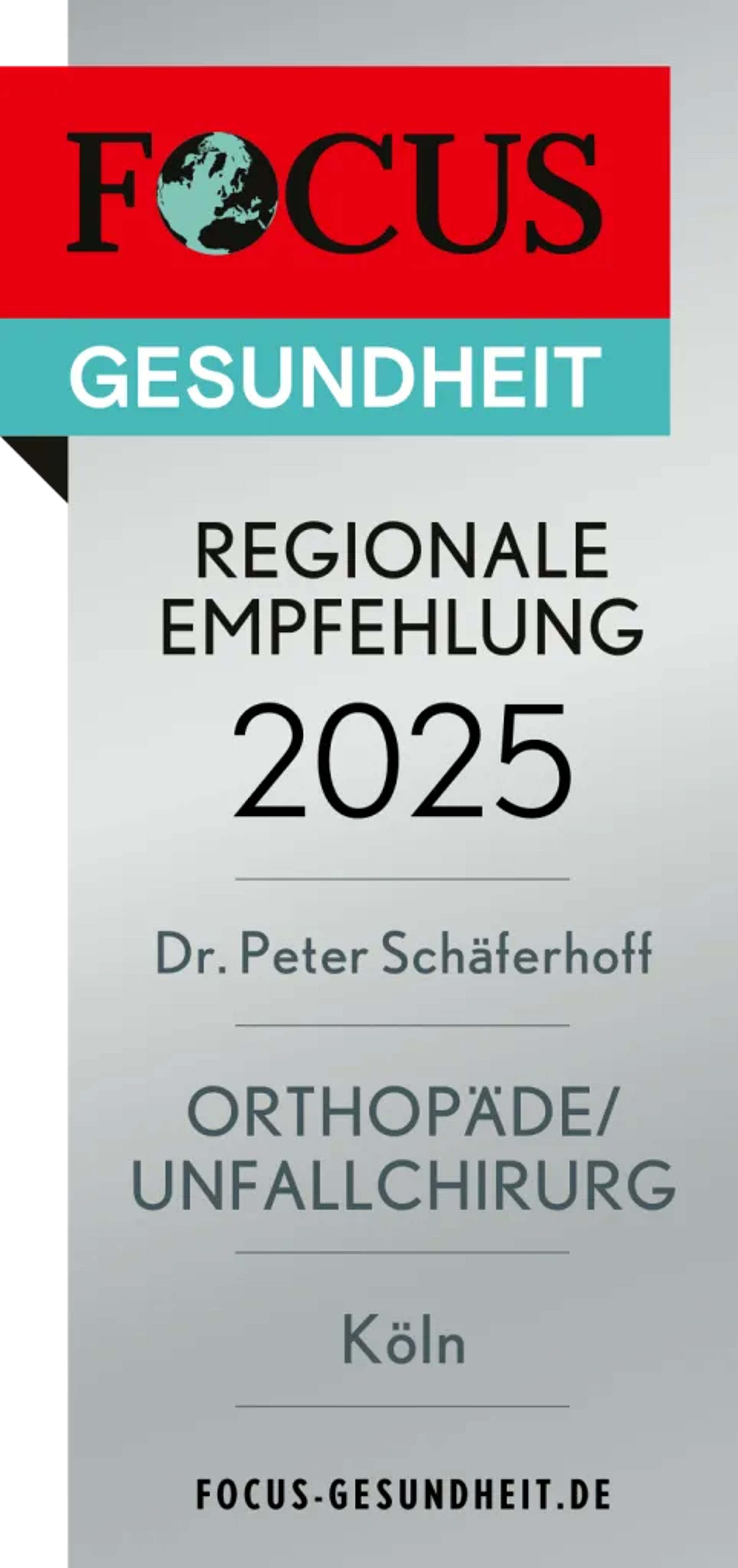 2025 Focus Regionale Empfehlung - Orthopäde/Unfallchirug