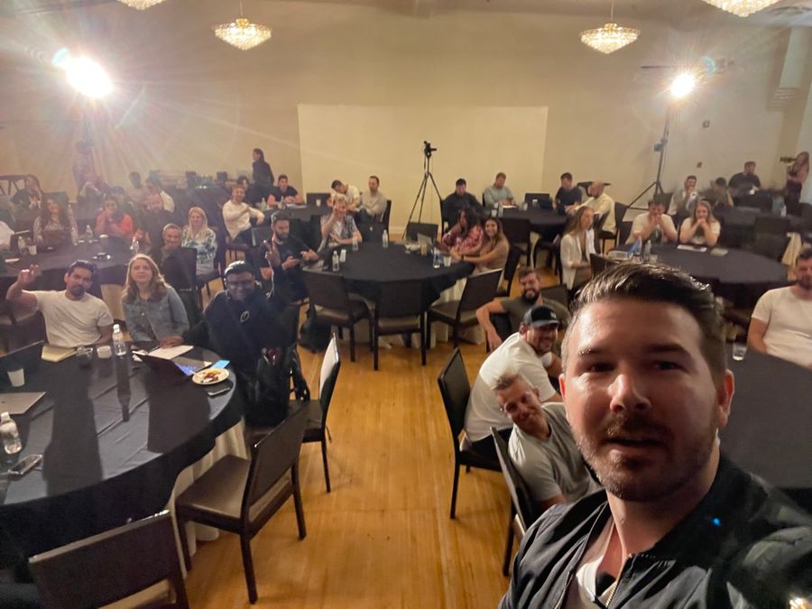 Josh Delaney speaking at a business event