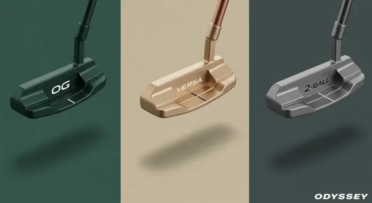OG、Versa、2-Ballを3本並べて比較。背景を3分割して色分けし、それぞれのモデルの違いをわかりやすく示す。右下にODYSSEYロゴ。