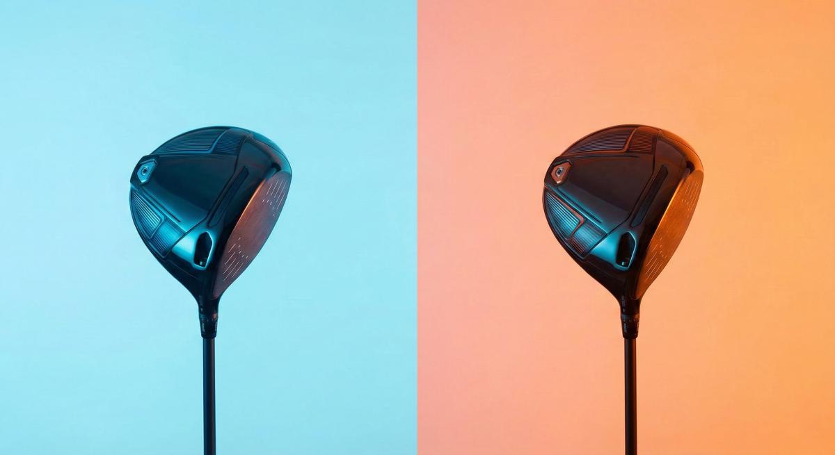 2つのモデルを比較検討する状況を、左右で色の異なるポップな背景で表現したイメージ