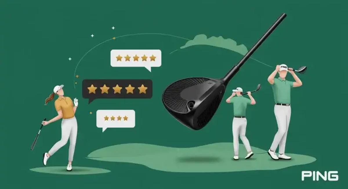 ブラックヘッドのドライバーとレビュー表現を組み合わせた、抽象的な評価系イラスト。