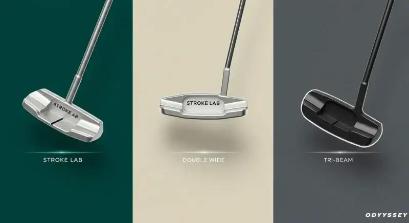 Ten、ダブルワイド、トライビームの3モデルを三角形配置で比較。背景の色分けと光で特徴を示す。右下にODYSSEYロゴ。