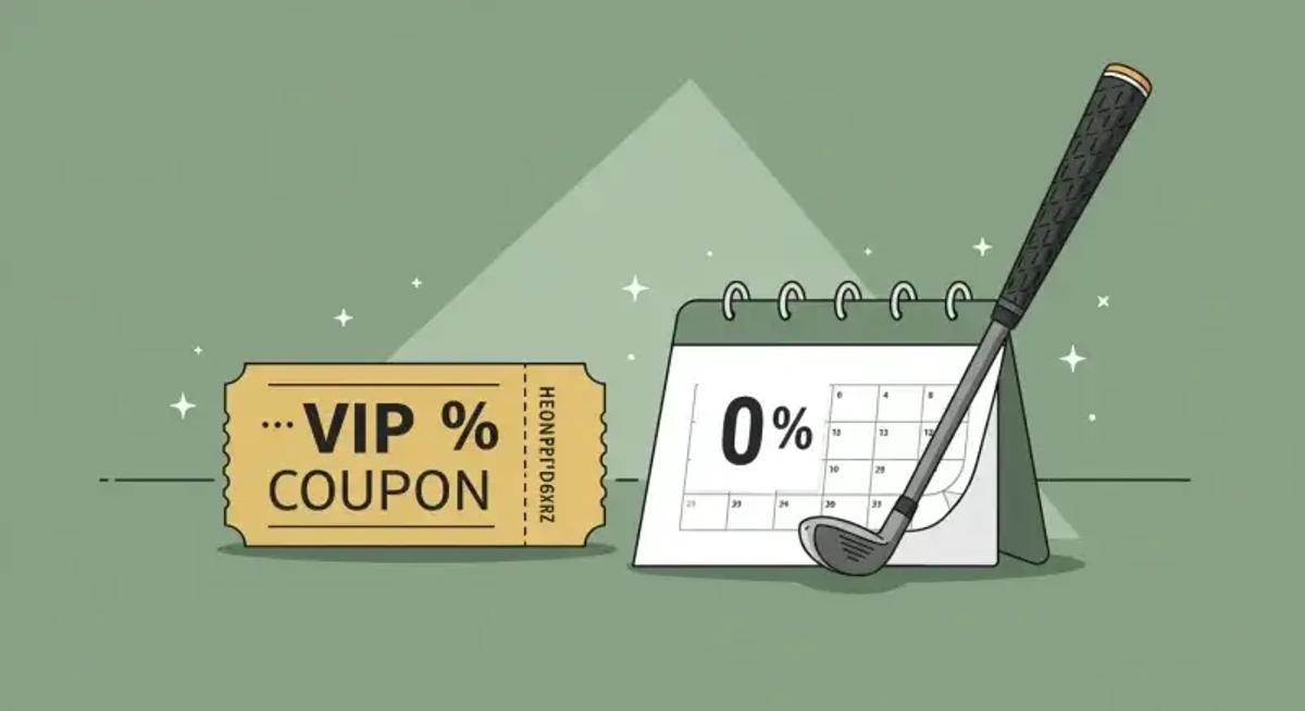 0％カレンダーとVIPクーポン、スリクソングリップのフラットイラスト