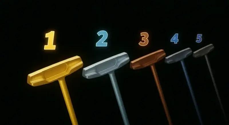 センターシャフト名器パターTOP5を抽象的にランキング形式で表現したイラスト