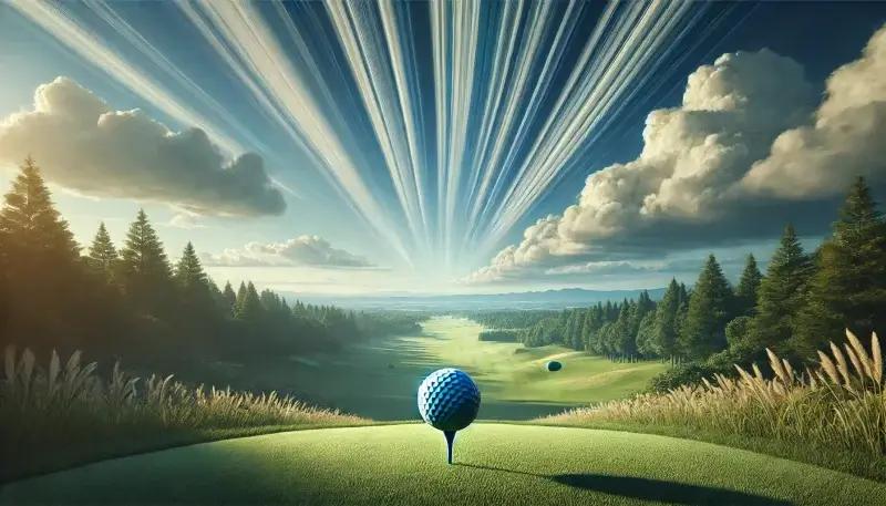 a golf ball on a tee in a golf course