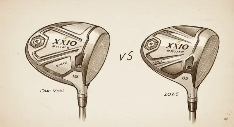 ゼクシオプライム型落ちと最新モデルを並べた手描き風比較イラスト