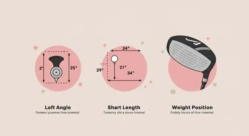 Qi35ドライバーのスペック要素(ロフト・重心)を図式化した抽象イラスト