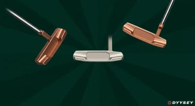 3本のセンターシャフトパターが放射状に広がるように配置され、中央から歴史が広がるイメージを抽象的に表現。右下に小さなODYSSEYロゴ。