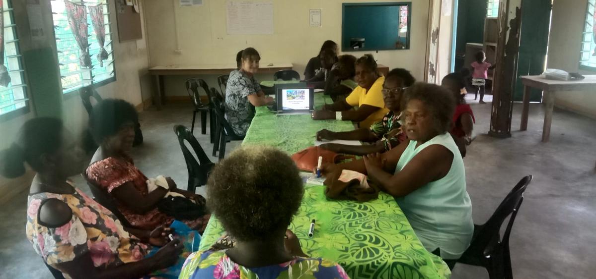A group of women seated around a long table with laptops A group of women seated around a long table with laptops