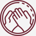 a line drawing of a hand in a circle .