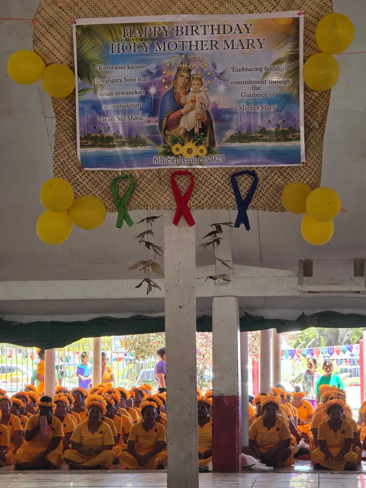 The banner of Mother Mary's birthday