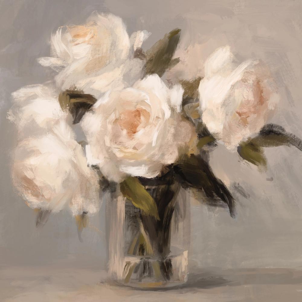 Painterly White Roses
