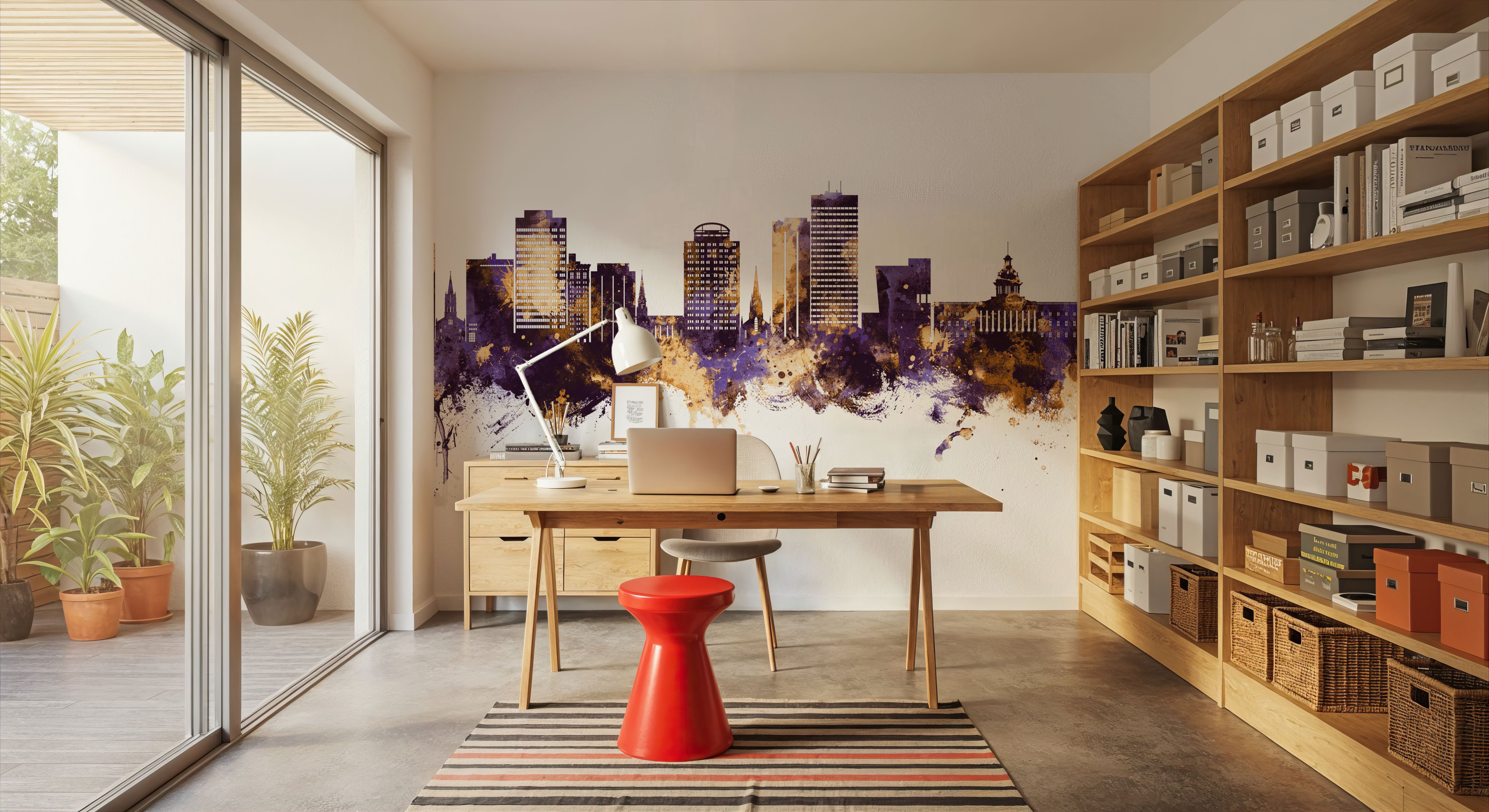 Columbia South Carolina Skyline Purple & Gold, Tapeten