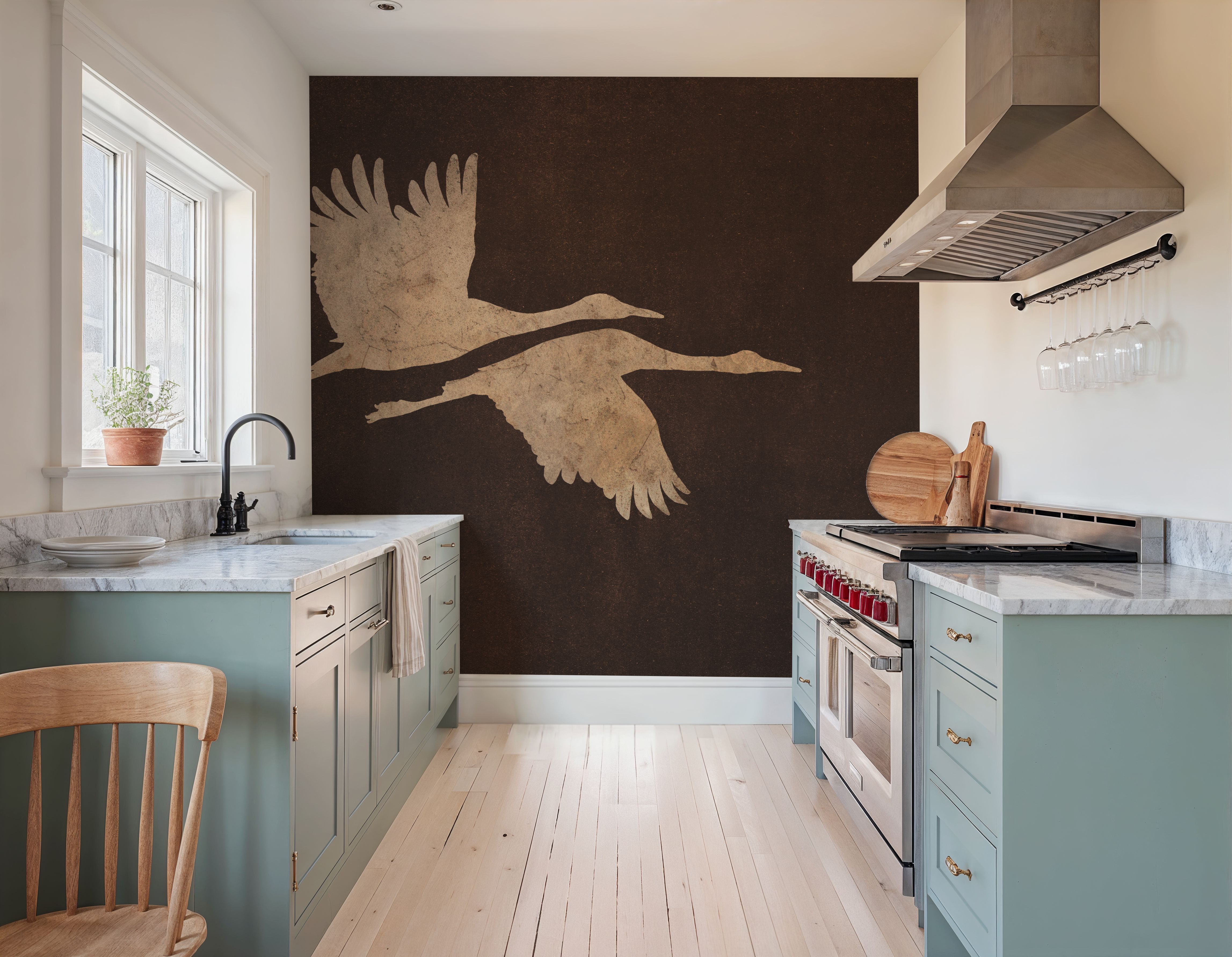 Herons in Flight Mocha