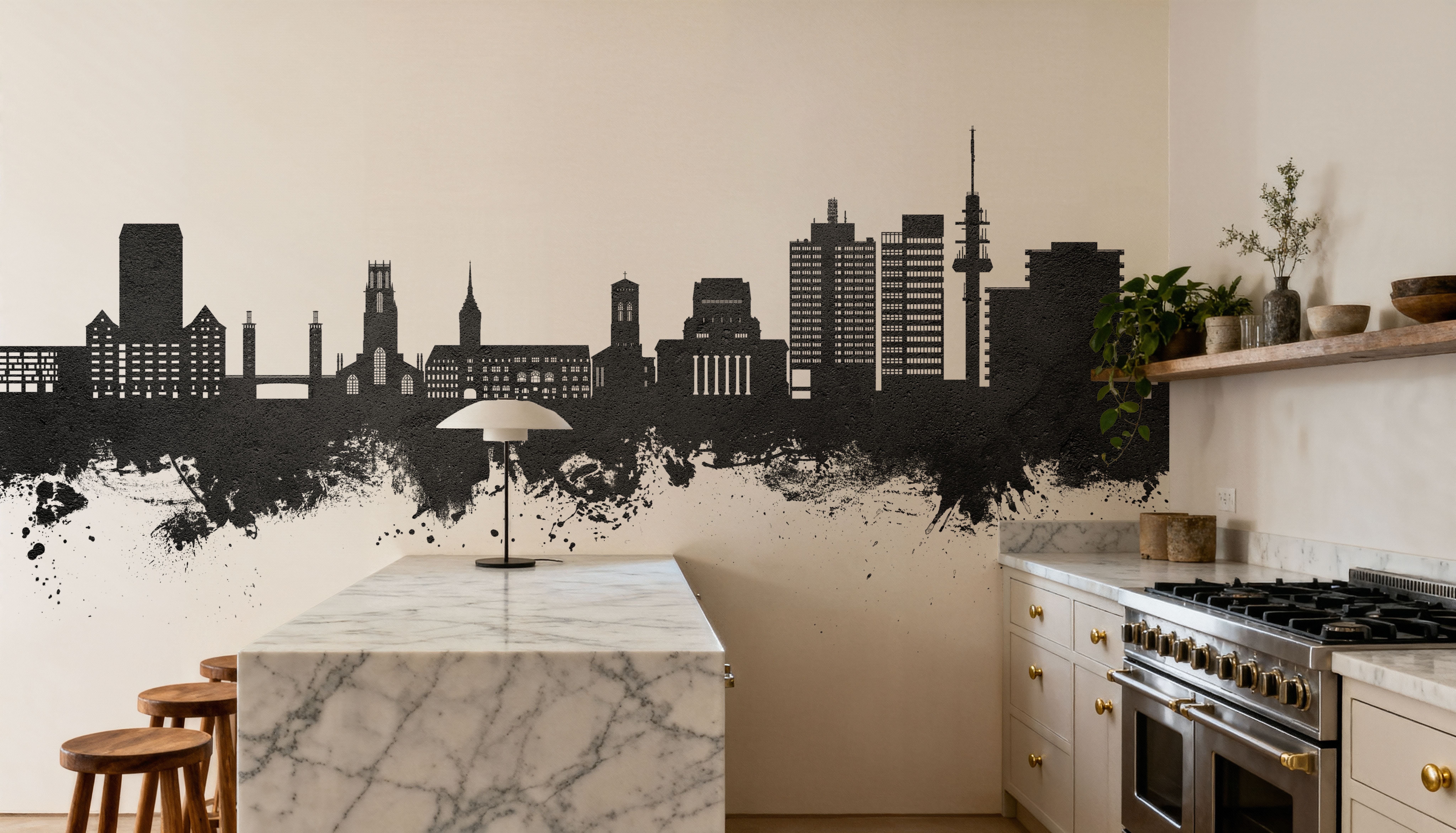 Duisburg Germany Skyline Black & White